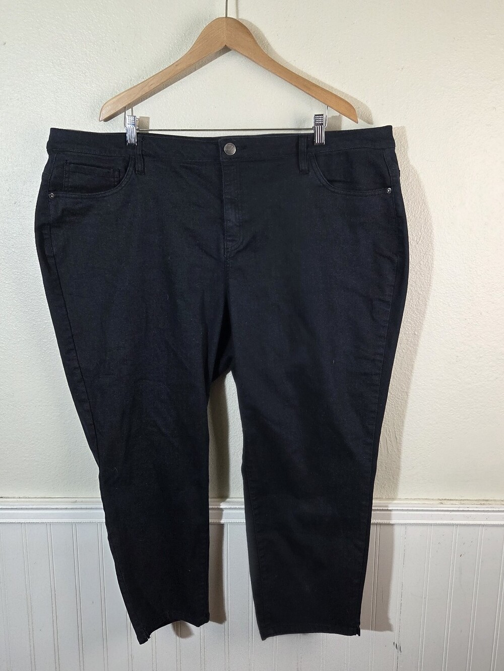 Lane Bryant Jeans Womens 28W Black Stretch Denim Capri Straight Leg Plus Size